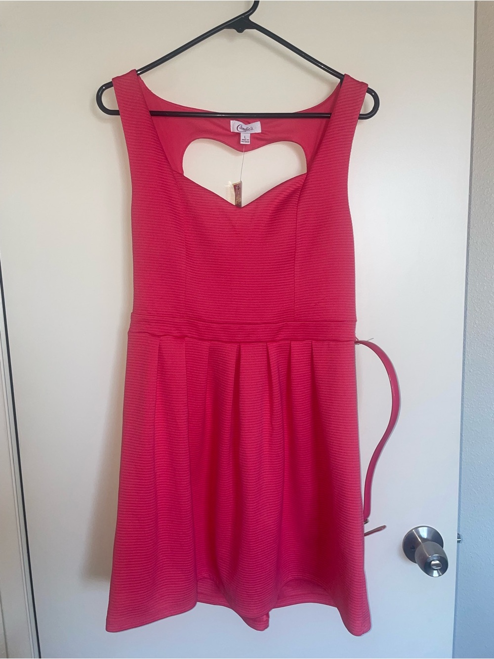 Candie's Hot Pink Heart-Back Fit & Flare Dress